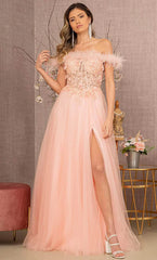 GLS by Gloria's Enchanting Feather-Trimmed Gown: A Statement of Elegance