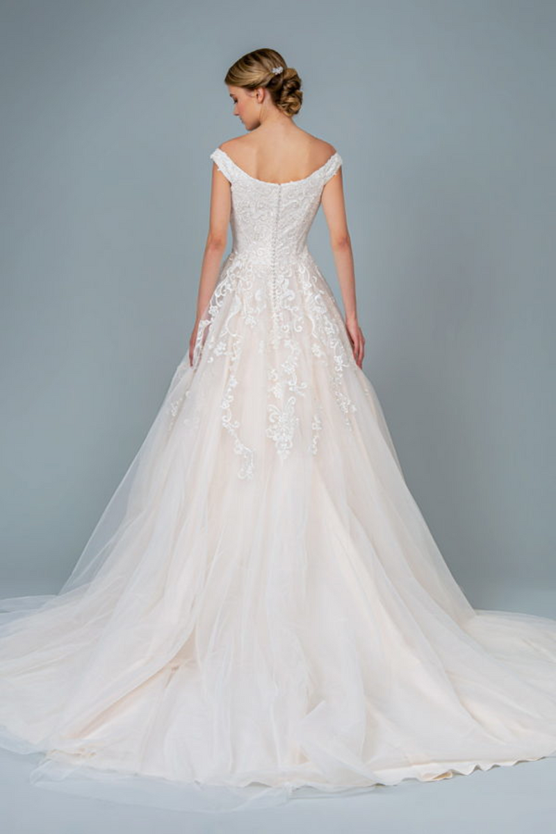 **GLS by Gloria GL1800: Enchanting Off-the-Shoulder Gown for Unforgettable Occasions**