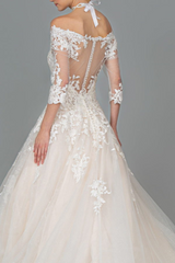 GLS by Gloria GL1803: Embroidered Off-the-Shoulder Gown for Timeless Elegance