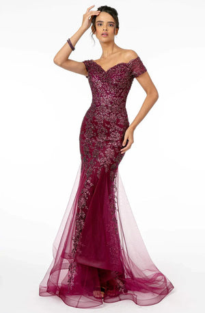 Shimmering Elegance: GLS by Gloria's Beaded Mermaid Gown (GL1823)