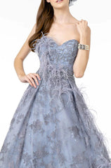 **GLS by Gloria: Captivating Sequin and Feather Gown for Unforgettable Occasions**