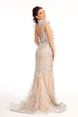 **GLS by Gloria Sequined Lace Mermaid Gown: Shimmering Elegance for Special Occasions**