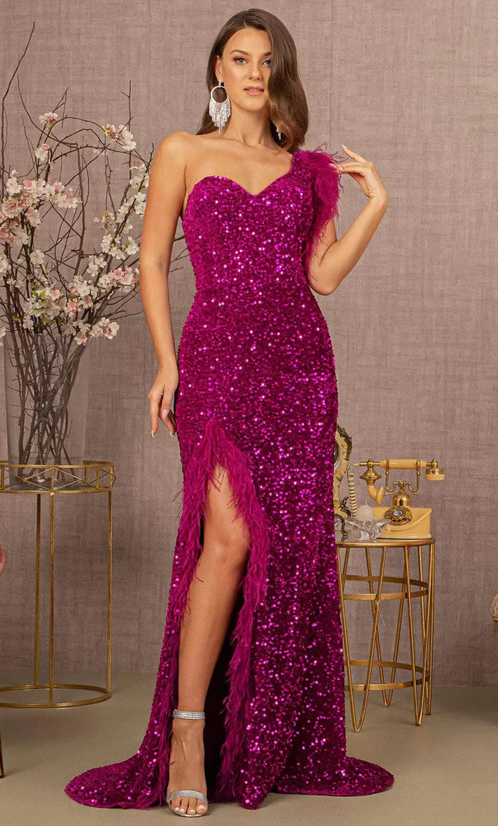 **Gloria's Enchanting Sequin and Feather Dress: Captivate at Every Event**