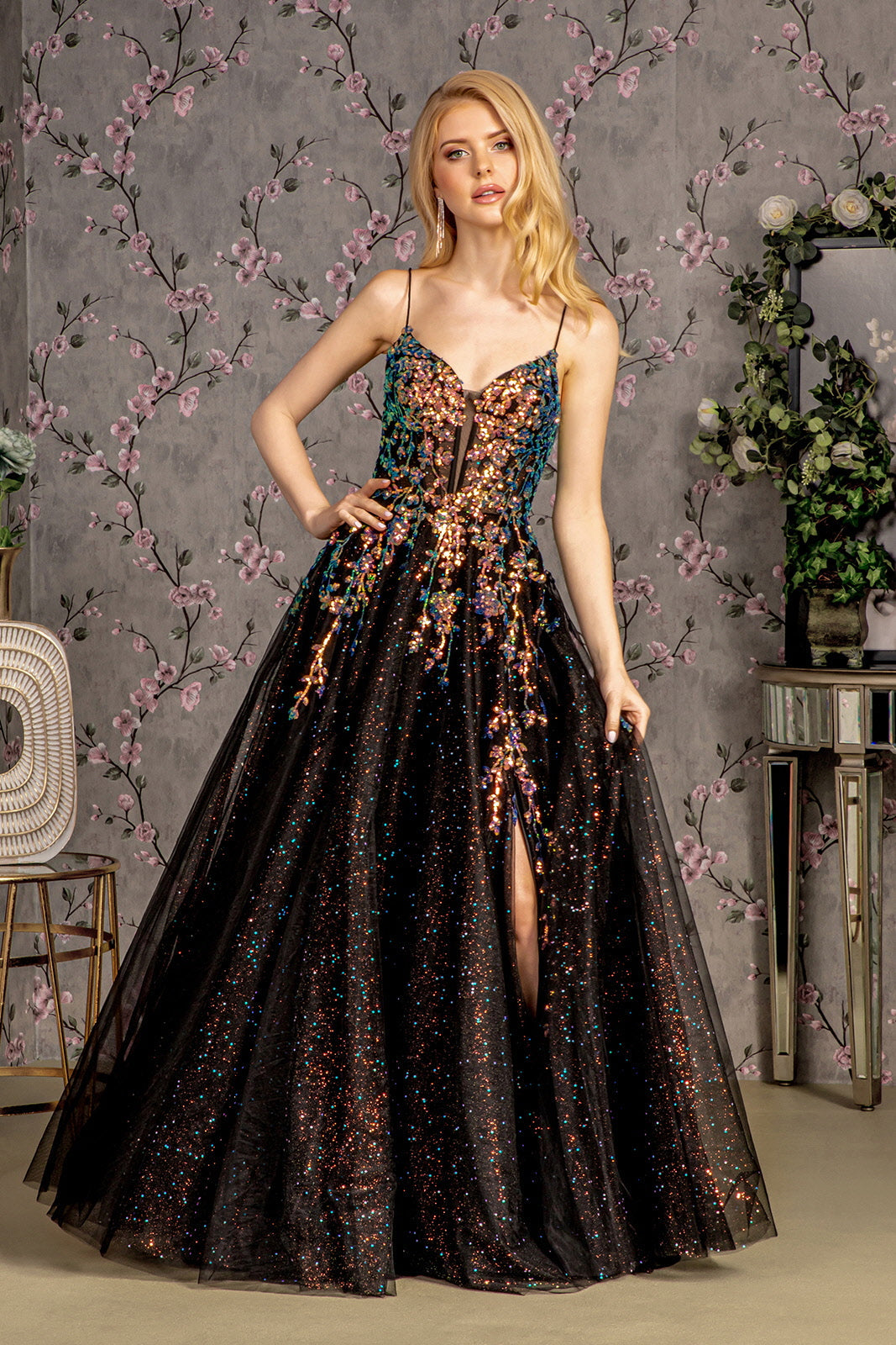 **Captivating Radiance: GLS by Gloria's Shimmering Evening Gown**