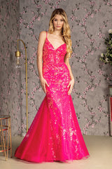 **GLS by Gloria's Captivating V-Neckline Evening Gown: Shimmering Elegance for Special Occasions**