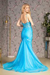 **GLS by Gloria's Captivating V-Neckline Evening Gown: Shimmering Elegance for Special Occasions**