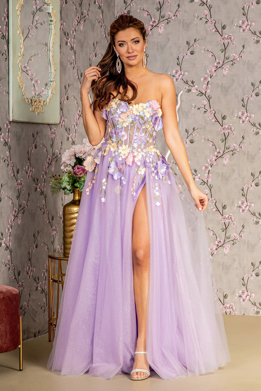 **GLS by Gloria's Enchanting Floral Glitter Gown: A Timeless Masterpiece for Special Occasions**