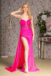 GLS by Gloria: Enchanting Evening Gown with Intricate Beadwork and Alluring Slit