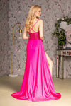 GLS by Gloria: Enchanting Evening Gown with Intricate Beadwork and Alluring Slit