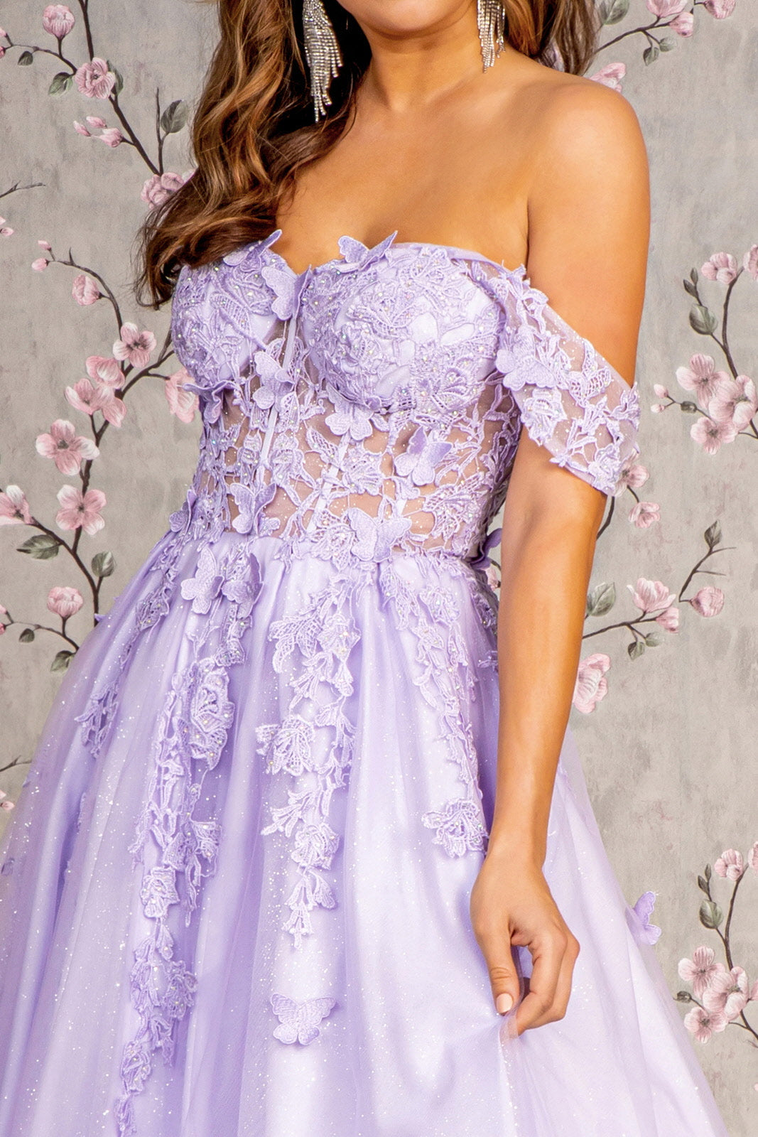 **GLS by Gloria: Enchanting Evening Gown with Butterfly AppliquÃ©s (GL3296)**