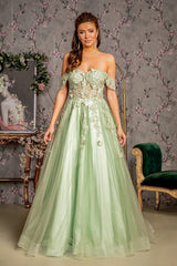**GLS by Gloria: Enchanting Evening Gown with Butterfly AppliquÃ©s (GL3296)**