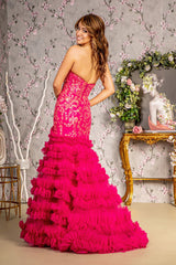 **GLS by Gloria's Enchanting Evening Gown: Shimmering Sequins and Ruffled Trumpet Skirt**