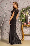 **GLS by Gloria: Embroidered Illusion Back Formal Gown for Enchanting Occasions**