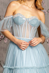Shimmering Elegance: GLS by Gloria Off-Shoulder Evening Gown