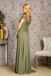 Embroidered Elegance: GLS by Gloria's Olive Chiffon Gown for Unforgettable Occasions