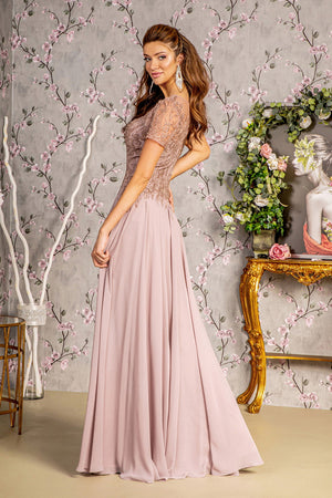 **GLS by Gloria: Beaded Embroidered Aline Mesh Gown for Enchanting Occasions**