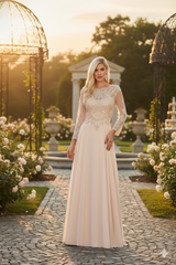 Mother of the Bride Chiffon A-Line Gown 3/4 Sleeves