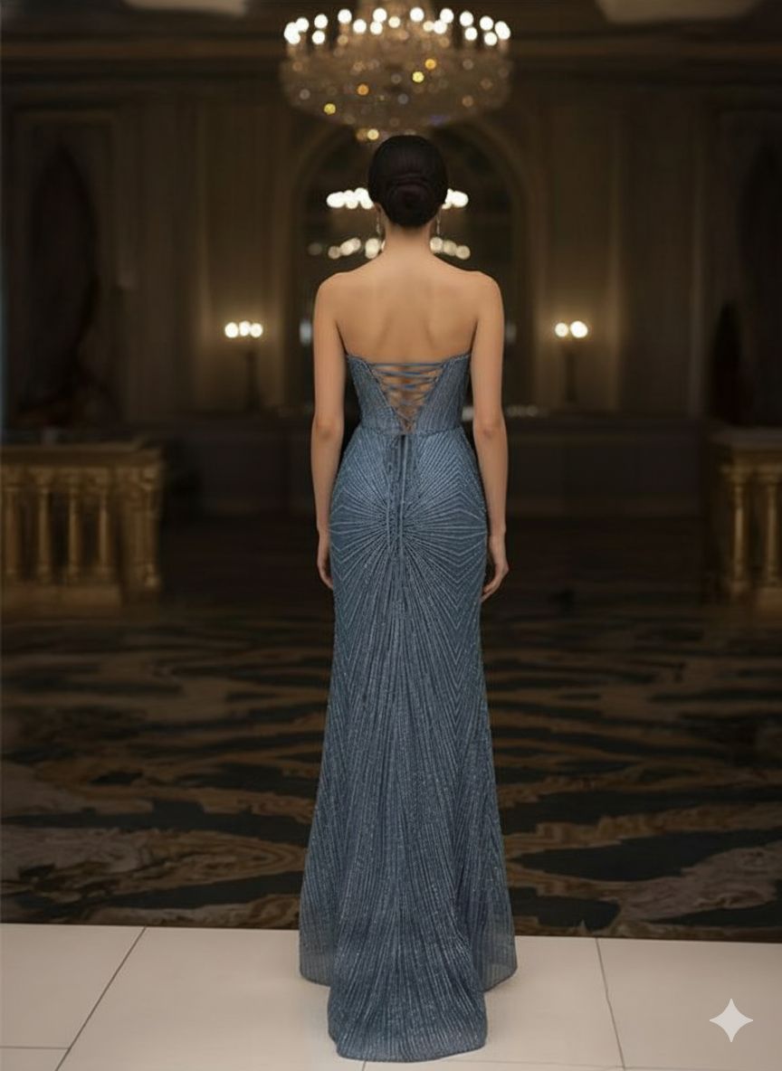 Strapless Corset Sequin Mermaid Gown May Queen MQ2195