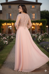 Mother of the Bride Chiffon A-Line Gown 3/4 Sleeves