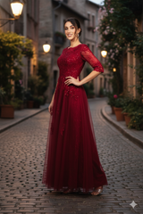 MQ2143 Women's Black Long Funeral Dress