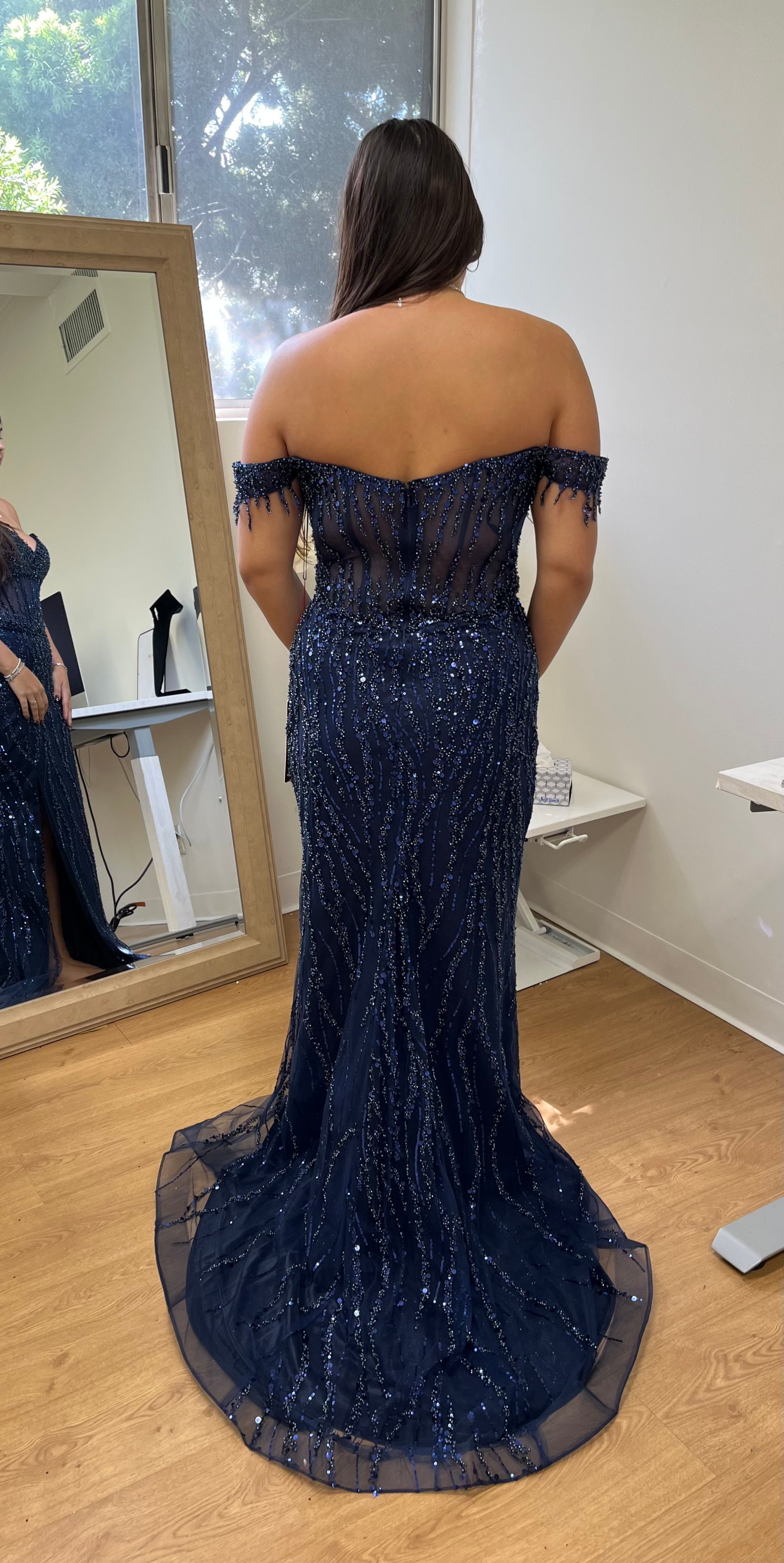 Long Sequins Off-Shoulder Prom Gown by MQ2132
