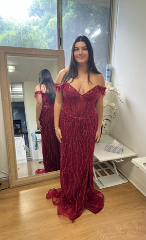 Long Sequins Off-Shoulder Prom Gown by MQ2132