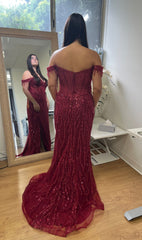 Long Sequins Off-Shoulder Prom Gown by MQ2132