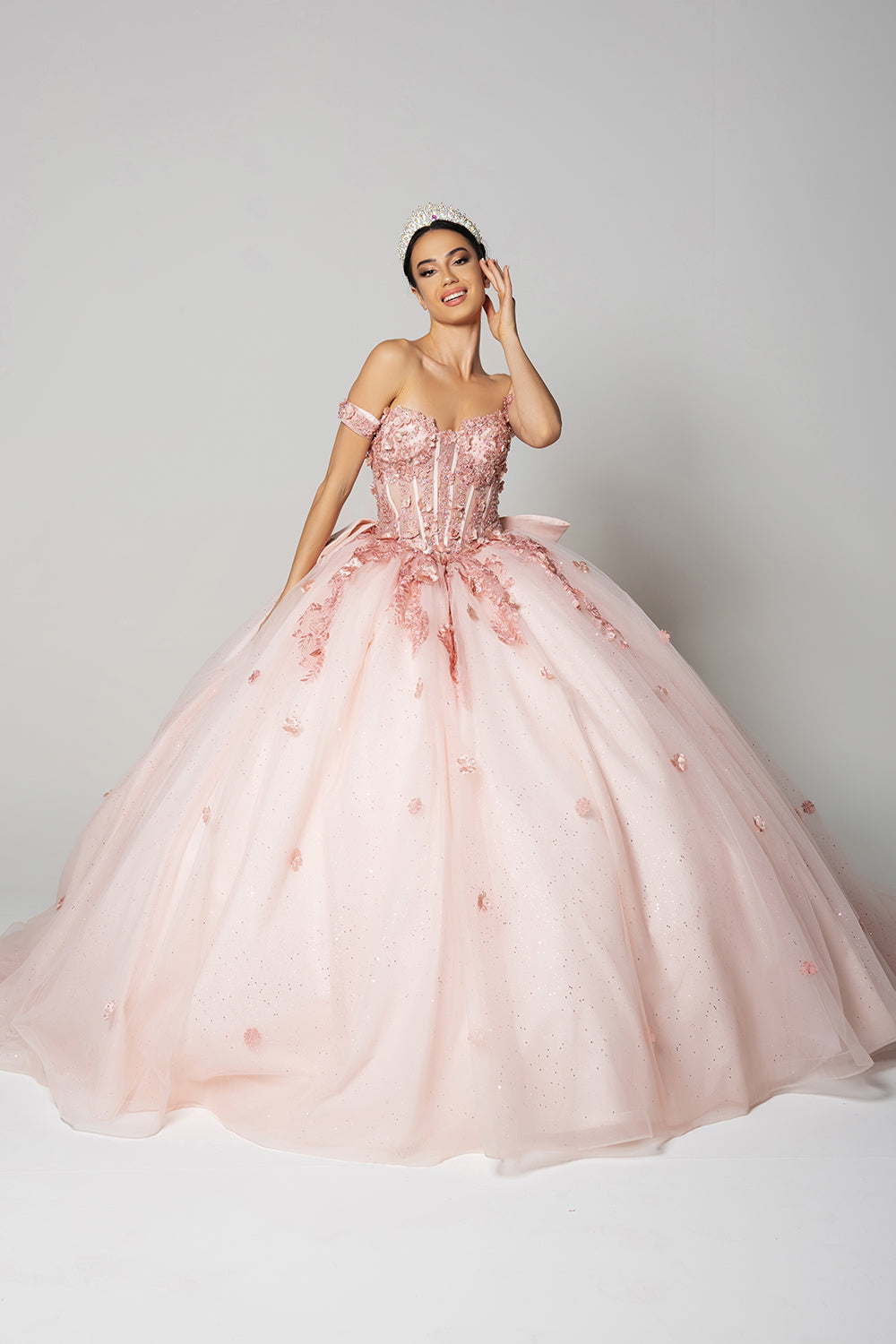 Off Shoulder Sweet 16 Embellished Ball Gown LK278