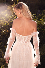 Cinderella Divine A1037W: Embroidered and Beaded Wedding Gown for Timeless Elegance