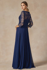 Graceful Nights: Embroidered Lace and Chiffon Formal Dress for Unforgettable Occasions