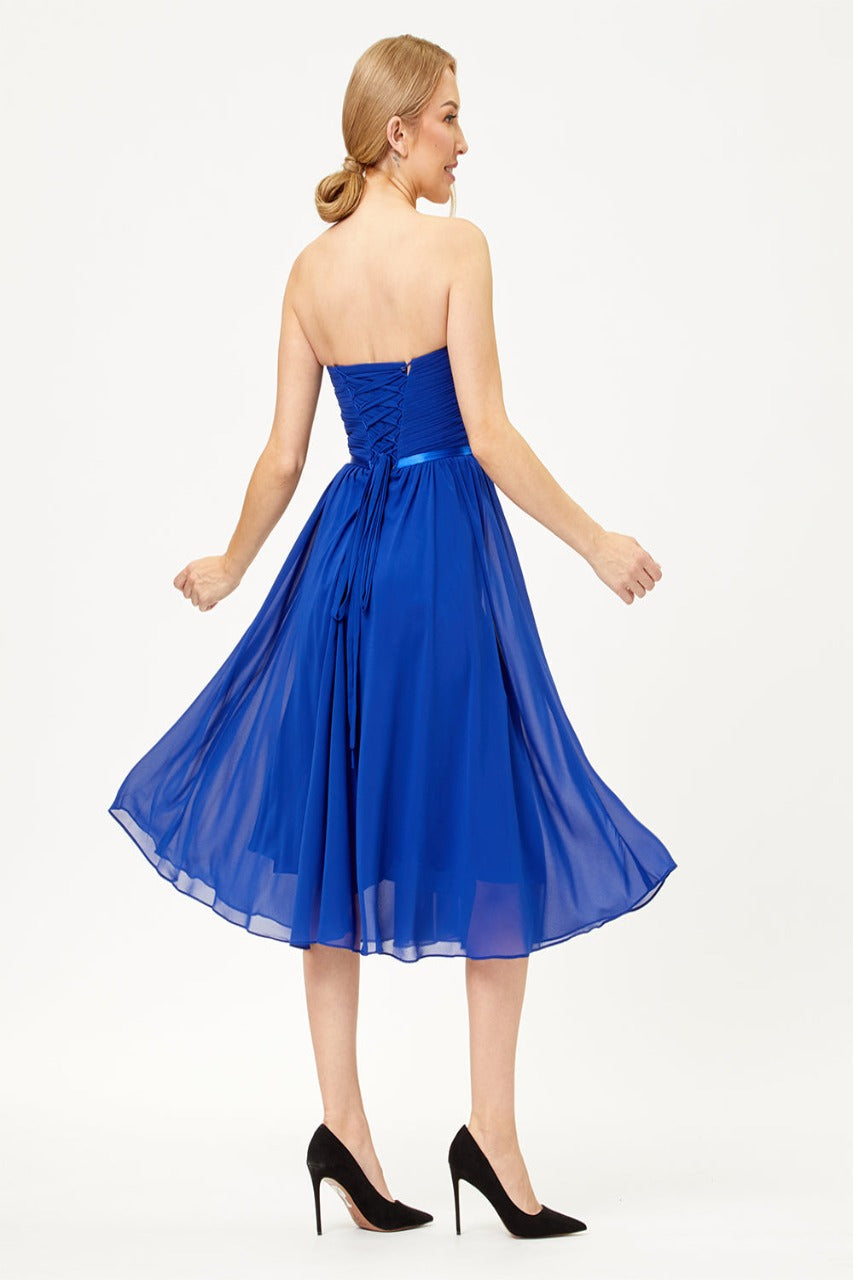 May Queen MQ1161 Ruched Twist Front A Line Lace Up Back Cocktail Dress