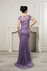 May Queen MQ2062 Long Mesh Gown with Floral Applique