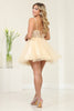 May Queen MQ2067 V-Neck Glitter A-Line Short Prom Dress - Dress