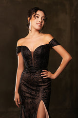 MQ2158 Black/Nude Quinceañera Mom Gown