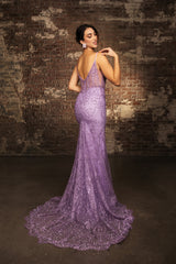 Deep V-Neck Mermaid Prom Gown by May Queen