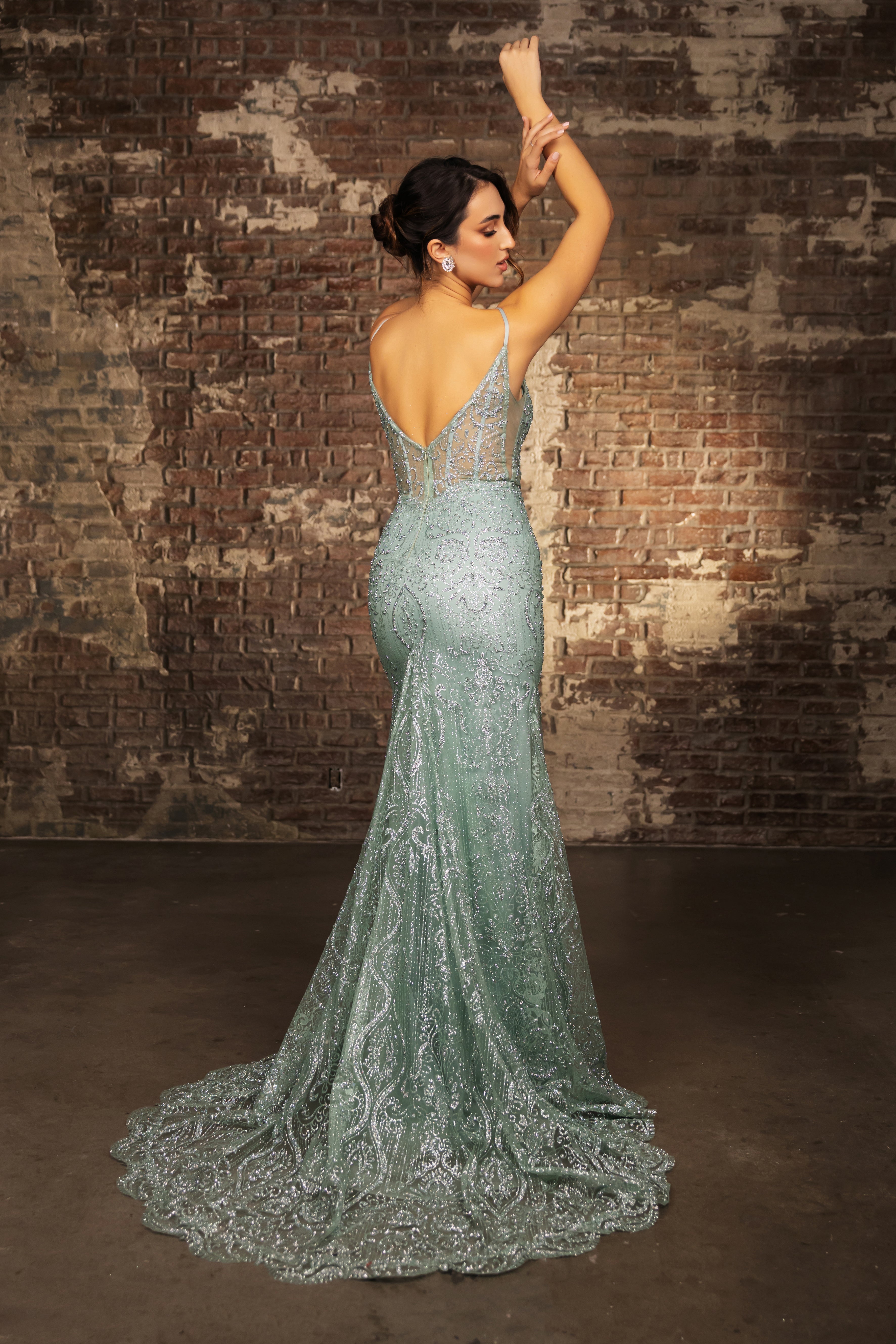 Deep V-Neck Mermaid Prom Gown by May Queen