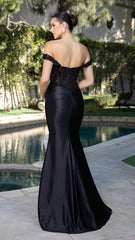 May Queen MQ2180 Off-Shoulder Beaded Gown