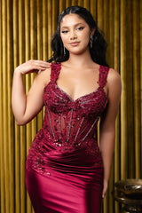 May Queen MQ2180 Off-Shoulder Beaded Gown