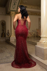 Strapless Corset Sequin Mermaid Gown May Queen MQ2195
