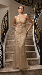 Strapless Corset Sequin Mermaid Gown May Queen MQ2195