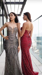 Strapless Corset Sequin Mermaid Gown May Queen MQ2195