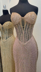 Strapless Corset Sequin Mermaid Gown May Queen MQ2195