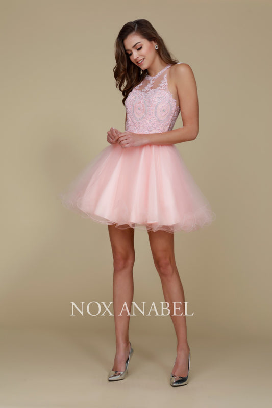 **Nox Anabel's Embroidered Lace Cocktail Dress: A Symphony of Youthful Glamour**