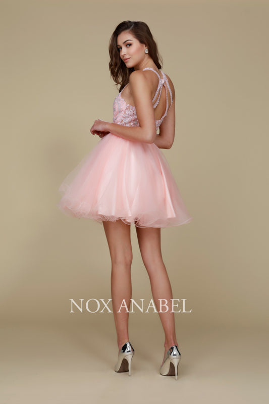 Embroidered Lace and Tulle Symphony: Nox Anabel Cocktail Dress