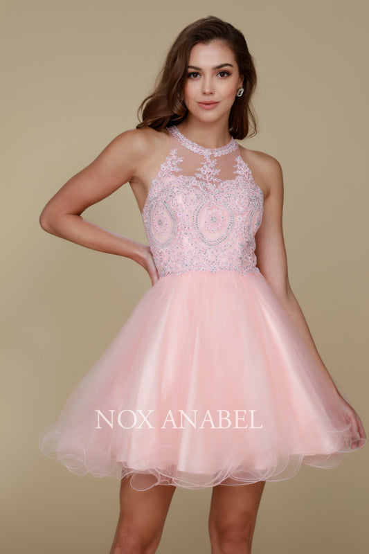 Embroidered Lace and Tulle Symphony: Nox Anabel Cocktail Dress