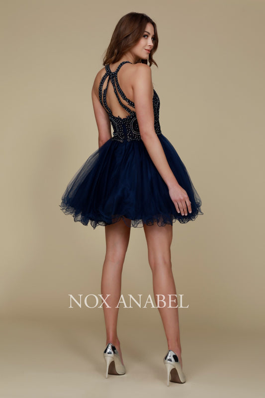 Embroidered Lace and Tulle Symphony: Nox Anabel Cocktail Dress