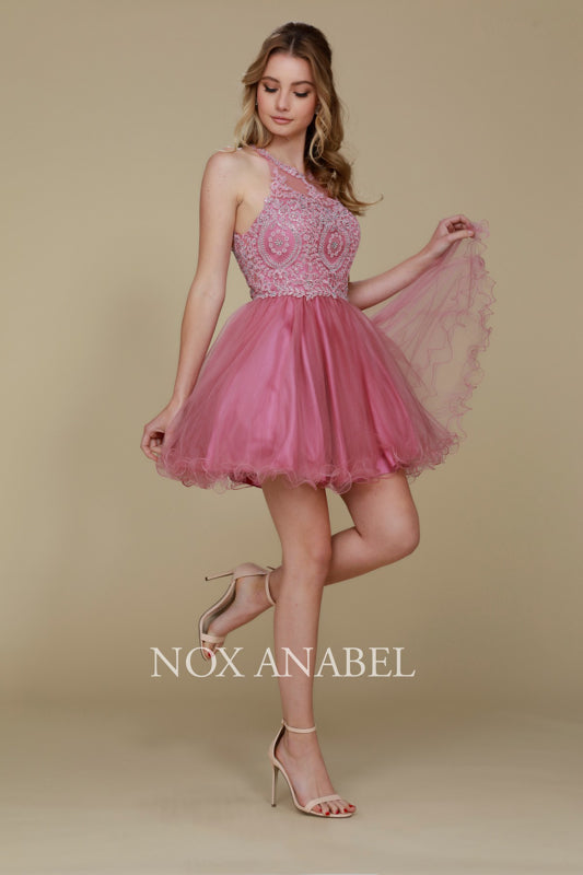 Embroidered Lace and Tulle Symphony: Nox Anabel Cocktail Dress