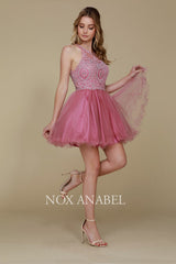 Embroidered Lace and Tulle Symphony: Nox Anabel Cocktail Dress