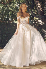 Ethereal Elegance: Off-the-Shoulder Floral Embroidered Gown by Everlasting Elegance