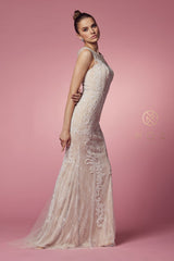 Enchanting Elegance: Illusion Gown with Shimmering Embellishments for Unforgettable Occasions